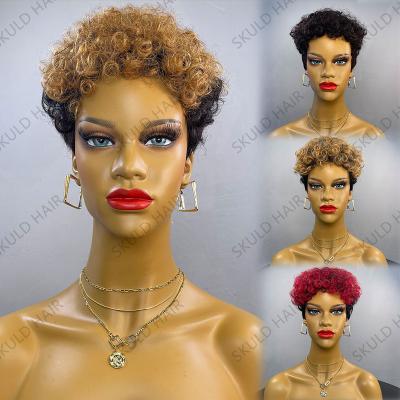 China Fashion Hair Skuld Short Hair Pixie Cut Human Hair Wigs For Black Women Drop Shipping Wholesale for sale