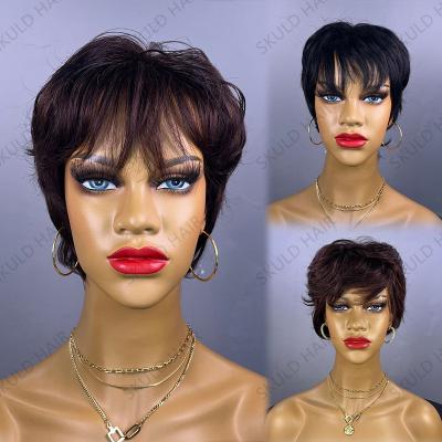 China Fashion Hair Skuld Short Hair Wigs Cheap Pixie Cut Human Hair Wigs For Black Women Drop Shipping Wholesale for sale