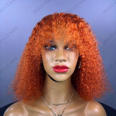 China Short Bob Wigs Brazilian Human Hair Afro Kinky Curly Skuld Curl Hair Wigs With Bangs Drop Shipping Wholesale for sale