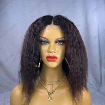 China Kinky Straight Yaki Wigs Afro Skuld T Wave Skuld T Lace Front Wigs Short Bob Wigs For Black Women Wholesale for sale