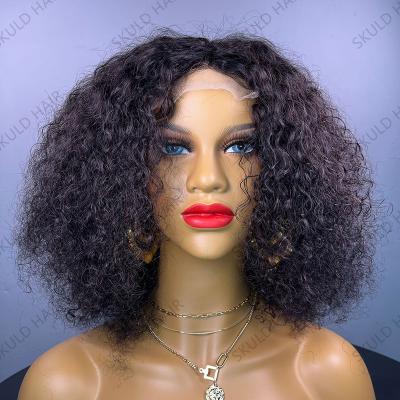 China Afro Skuld Kinky Curly Hair Wigs 4x4 250% Remy Brazilian Cuticle Aligned Human Hair Wigs Afro Wave Skuld Lace Closure Bob Wigs For Black Women for sale