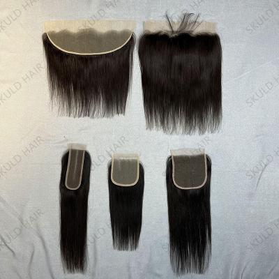 China 100% Remy Hair Skuld 13x4 Lace Frontal Remy Brazilian Cuticle Aligned Human Hair Wholesale Lace Frontal Closure Drop Shipping for sale