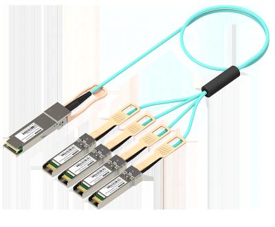 China Ethernet 100G QSFP28 to 4x25G SFP28 AOC 1m 2m 10m 20m to 4x25G SFP28 AOC Multimode 850nm 100G Fiber Optic Cable for sale