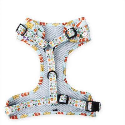 China Hot-selling 2021 Viable 2 in 1 Adjustable Reversible Pattern Brand Label Printing Dog Harness Set Custom Manufacturer for sale