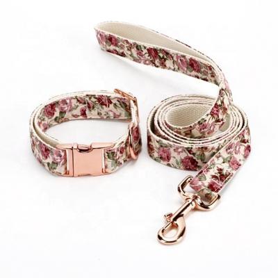 China Private Label Breathable Whole Dog Collar and Leash Set No Pull Pink Rose Bulk Dog Matel Collars Custom for sale