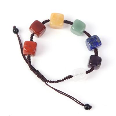 China China New Product Natural Crystals Healing Stones 18mm Beautiful 7 Chakras Cube Bracelets For Decoration&Gifts for sale