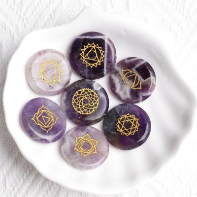 China China Reiki Gemstone Healing Meditation Symbols Charms Wholesale 7 Chakra Amethyst Crystal Set For Gifts for sale