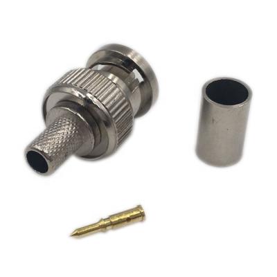 China Brass Or Zinc Crimp RF BNC Adapter Coaxial Connector 50ohm 75ohm RG58 RG59 RG6 for sale