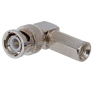 China Right Angle Brass Or Zinc Male CCTV BNC RF Coaxial Connector Adapter for sale