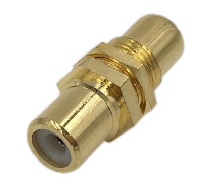 China Brass RCA Female to RCA Feed-through Female Plug Adapter with Nut and Gasket for sale