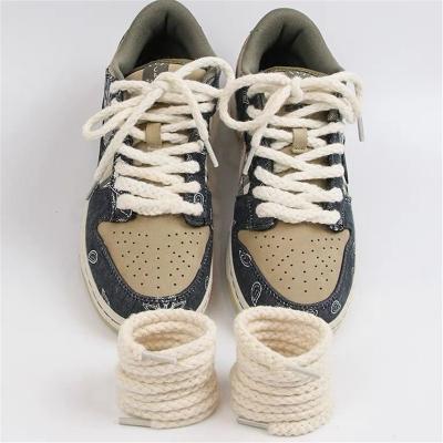 China Flat Canvas Bold Round Laces 7mm Cotton Shoe Laces For Sneakers Laces Shoes Slip On Lace 100/120/140/160/180CM Shoestrings 1Pair for sale