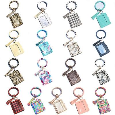 China Creative Tassel Leather Strap Souvenir Gifts Promotion PU Wallet Key Chain Women's Card Holder ID Bag for sale