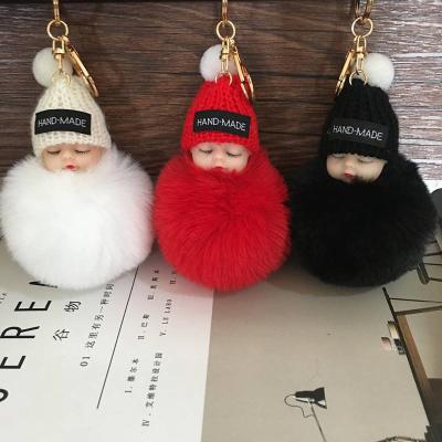 China Hot Selling 2022 Promotion Souvenir Gifts New Multi Colors Sleep Doll Key Chain DIY Cute Plush Bag Pendant Key Chain for sale