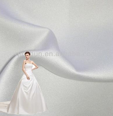 China Antistatic HOT sale! snow white polyester satin bridal fabric for wedding dress for sale