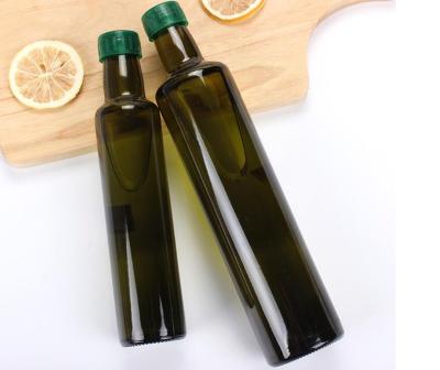 China Food Around Dark Green Glass Bottle 1212 Essential Oil Bottle Vinegar Bottle Olive Oil Glass Bottle for sale