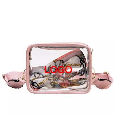 China PVC Mini Crossbody Cosmetic Bag Jelly Messenger Bag Ladies Custom LOGO Transparent Clear Jelly Bag Hot Sale Women High Quality for sale