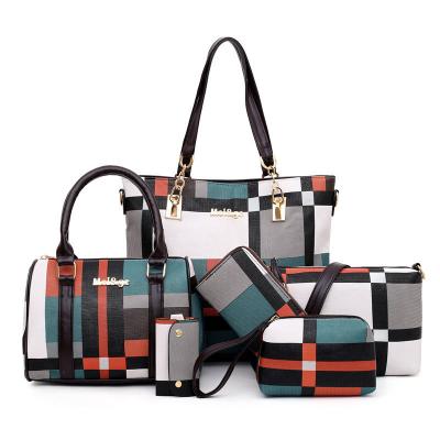 China Luxury Designer Vintage Plaid Wholesale Waterproof PU Leather Handbags Colorful for sale