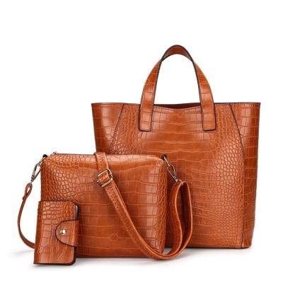 China Retro Simple Waterproof New Arrival Handbags Women Tote Bags 3pcs Set Leather Handbags Cross Shoulder Bags With Purses for sale