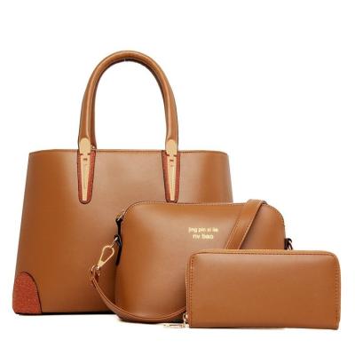 China Turkish High Quality Women Waterproof PU Leather Luxury Stylish Shoulder Bags Tote Handbags Purse 3 Pieces Set For Ladies for sale