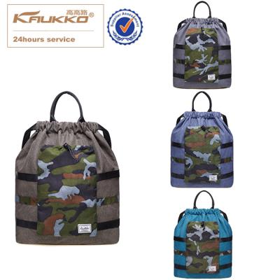 China Fashion Canvas Camouflage Drawstring Sports School Backpack Travel Bag for sale