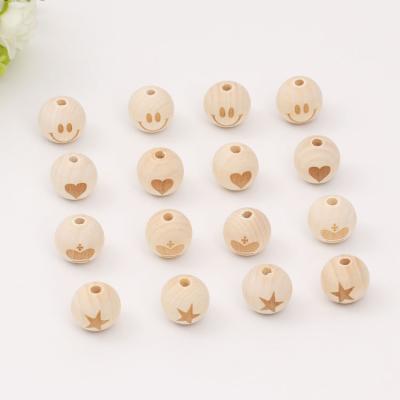 China Wooden Beads for Making Bracelet Necklace Garland and Key Chain Wood Bead for Garland Bracelets Jewelry Making DIY Opens Heart Shaped Smiling Star for sale