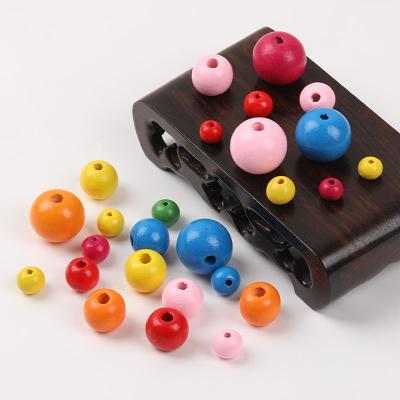 China Wooden Beads For Making Bracelet Necklace Garland And Key Chain Wooden Round Painted Wooden Beads For Garland Keychain Bracelets Jewelry Making DIY Crafts for sale