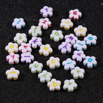 China Head For Wholesale Jewelry Bracelets 11mm Flower Shape Acrylic Alphabet Beads For Jewelry Making Bracelets Plastic Letter Beads for sale