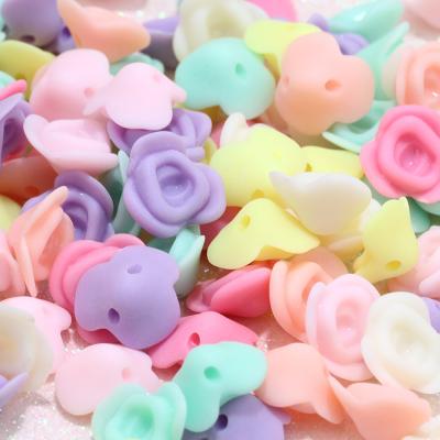 China Jewelry DIY Matte Frosted Flower Beads 14mm Acrylic Wholesale For Making DIY Accessories Candy Color Bead Flower Shape Beads for sale