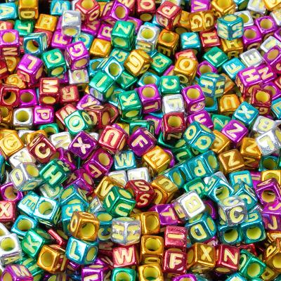 China Jewelry Making Wholesale 6mm Acrylic Square Cube Alphabet Letter Beads For Bracelet Jewelry Making for sale