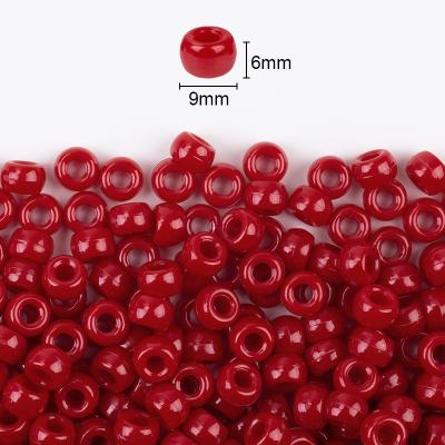 China Jewelry Making 6mm x 9mm Plastic Pony Beads For Jewelry Making Acrylic Pony Beads For Kids Bracelets Jewelry Making for sale