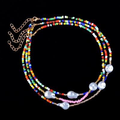 China Wholesale Bohemian Boho Colorful Beaded Necklace Scarves Custom Hawaiian Jewelry For Women Girls Summer Beaded Scarf for sale