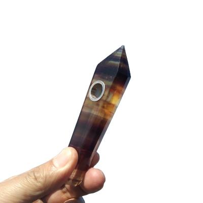 China China Wholesale Natural Yellow Fluorite Crystal Stick Pipe Long for sale