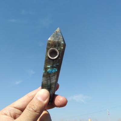 China Wholesale China Stone Natural Oval Crystal Stem Pipe Long for sale