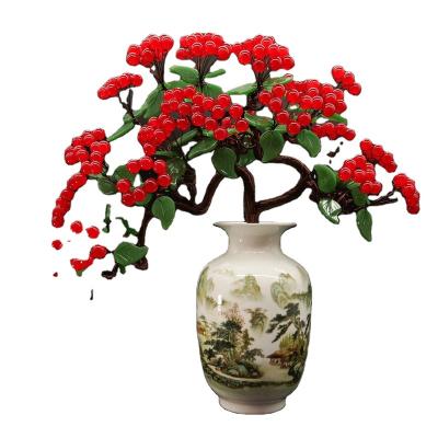 China China Hot Selling Natural Polished Copper Wire Woven Carnelian Pith Fruitful Fruitful Guest - Welcome Pine Fortune Tree for sale