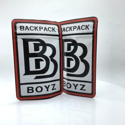 China Custom Printed Mylay Smell Proof backpack boys Double Zipper Plastic Child proof Resistant Weed Packing Bags for sale