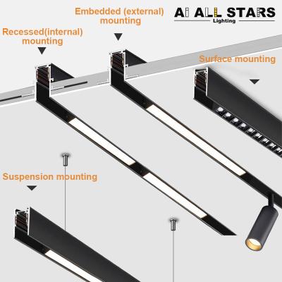 China New Design DC 48V Modern Black White Outdoor Mounted Recessed Linear Track Light Ceiling Magnet Track Light System for sale