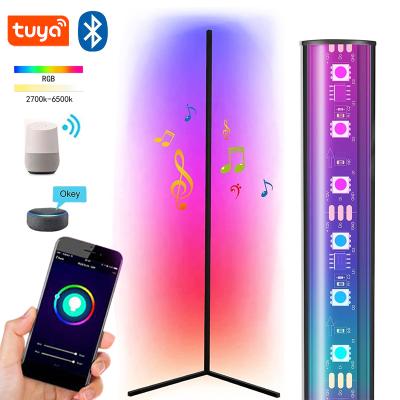 China European RGB Remote Control Smart Minimalist Foldable Remote Wifi Package Compact Light Lamp Holder Modern Corner Music Floor Lamp for sale