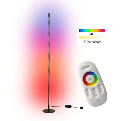 China Modern Corner Round Remote Control Light Standing Lamp Aluminum Base RGB Floor Lamp Light For Bedroom for sale