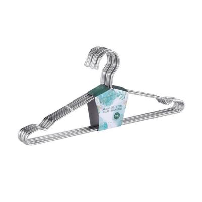 China CLASSIC Heavy Duty Stainless Steel Metal Coat Clothes Wire Hangers With Non Slip Grooves for sale