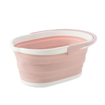 China Multi Purpose Collapsible Stocked Silicone Water Bucket With Handle Large Capacity for sale