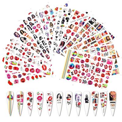 China Sticker Festival Valentine's Day Nail Stickers Halloween Beauty Mouth Sticker XF3384-XF3395 for sale