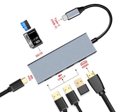 China High Quality Running Type-C Usb Palladium Pore Aluminum Alloy Products 7in1 Charging Left Hub for sale