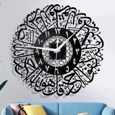 China Vintage Style 30cm Arabic Numerals Wall Clock Antique Home Decor Acrylic Mirror Calligraphy Art 12 Inch Islamic Wall Clock for sale