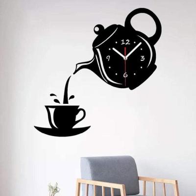 China DIY Style Acrylic Coffee Cup Shape Wall Clock Living Room Dining Room Decorative Clock for sale