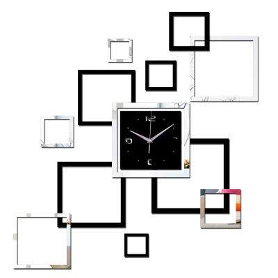 China Wholesale Antique DIY Style Modern Sticker Acrylic Decorative Mirror Clock For Living Room for sale