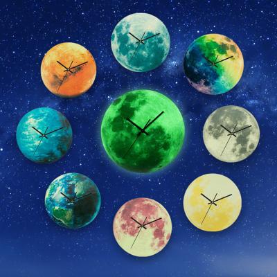 China Antique Style Voice-activated Sensor Led Night Light Wall Clock Creative Earth Luminous Wall Clock for sale