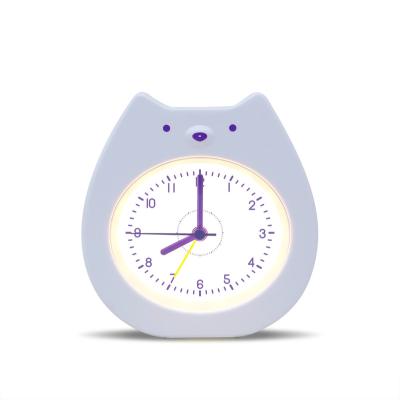 China Minimalist Cartoon Little White Bear Charging Multifunctional Luminous Led Light Mini Table Alarm Clock Night Light for sale