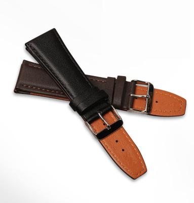 China Leather Customized Genuine Black Brown 20mm 22mm Square Leather Strap Soft Brand Fashion Leather Strap for sale