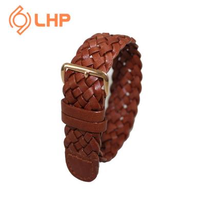 China Leather 18/20/22/24MM Custom Quick Release One Piece Woven Leather Watch Strap Fashion Woven Leather Strap for sale