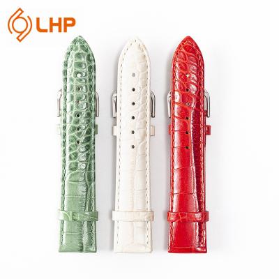 China Fashion Leather Bracelet 16-26mm Charm Top Leather Strap High Quality Green Red White Leather Strap for sale